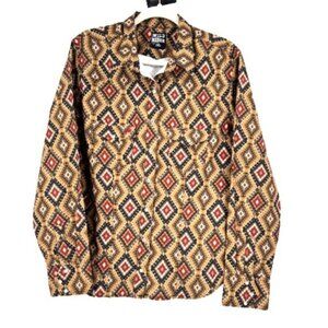Wild Rider Cowgirl Aztec Pearl Snap Western Shirt Women's 2XL Brown Southwestern
